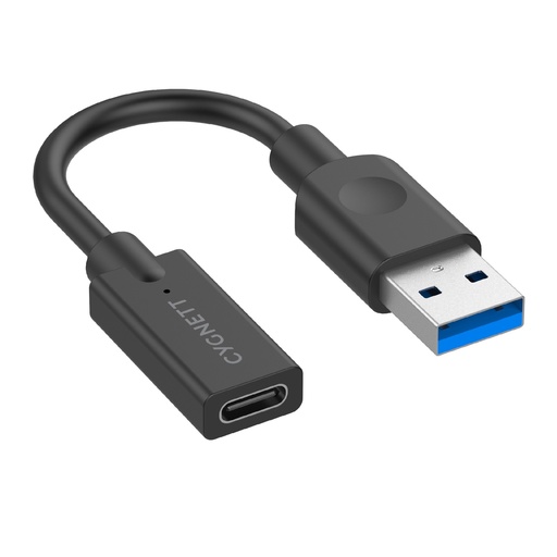 [MPA-CG-USBA-C10CM-BK] Cygnett Essentials USB-A Male to USB-C Female (10CM) Cable Adapter - Black(CY3321PCUSA),5GBPS Fast Data Transfer,Compact Design Male to Female Adapter